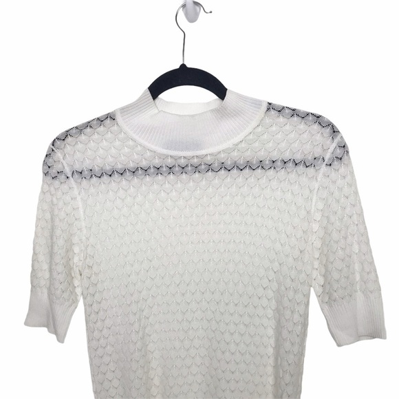 Storm & Marie White Elena SS Sweater Short Sleeve Open Knit Sweater - Picture 3 of 9